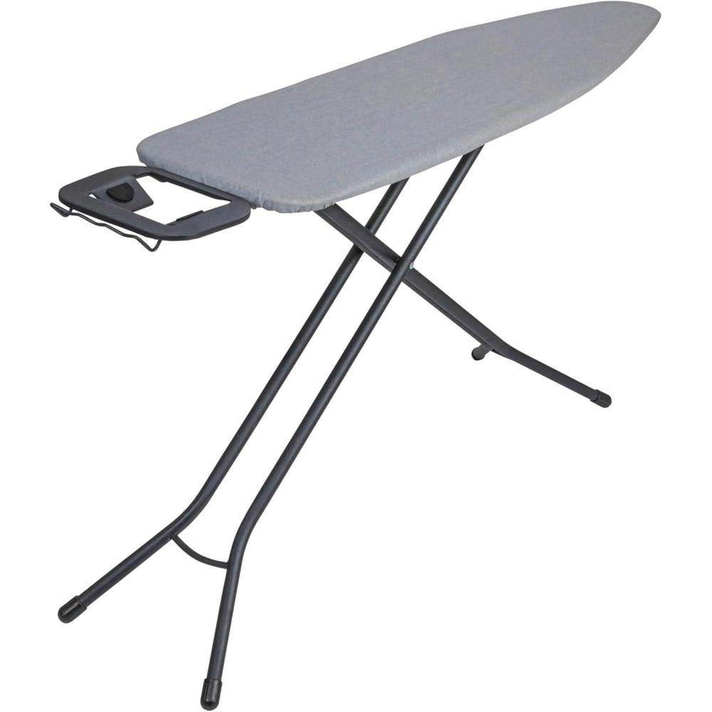 image:imageHousehold Essentials Ultra Ironing Board 4Leg with Steel Top and Iron Rest Cotton Cover with Fiber Pad Heat and Stain Resistant Antique Bronze FrameBlackGrey