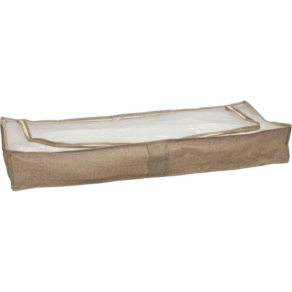 image:imageHousehold Essentials Under Bed Storage Bag 1 Pack Clear PEVA Top and Soft Sides Perfect for Clothes Blankets and MoreLatte