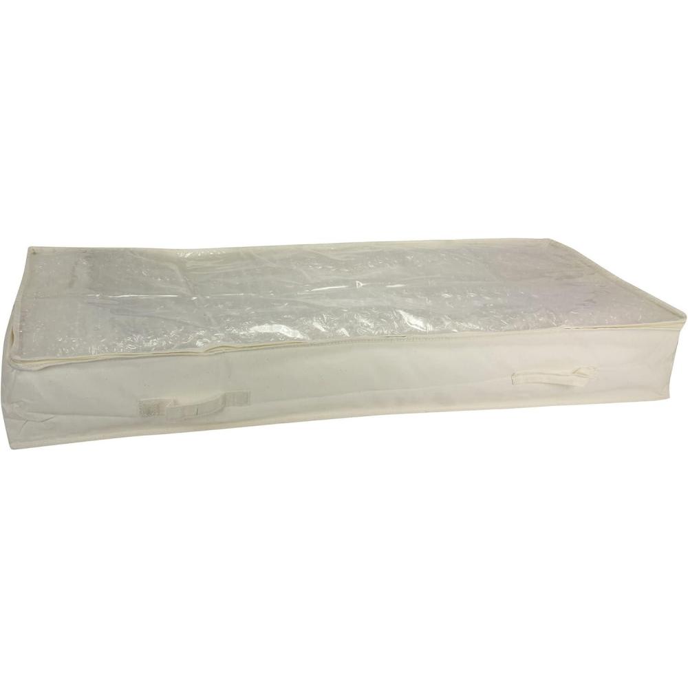 image:imageHousehold Essentials Under Bed Storage Bag 1 Pack Clear PEVA Top and Soft Sides Perfect for Clothes Blankets and MoreNatural