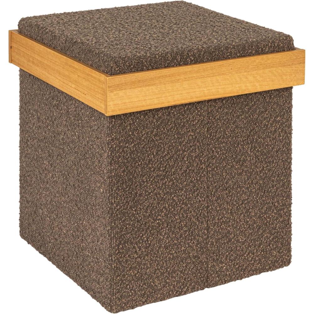 image:imageHousehold Essentials Versatile Boucle Ottoman with Hidden Storage BrownBrown