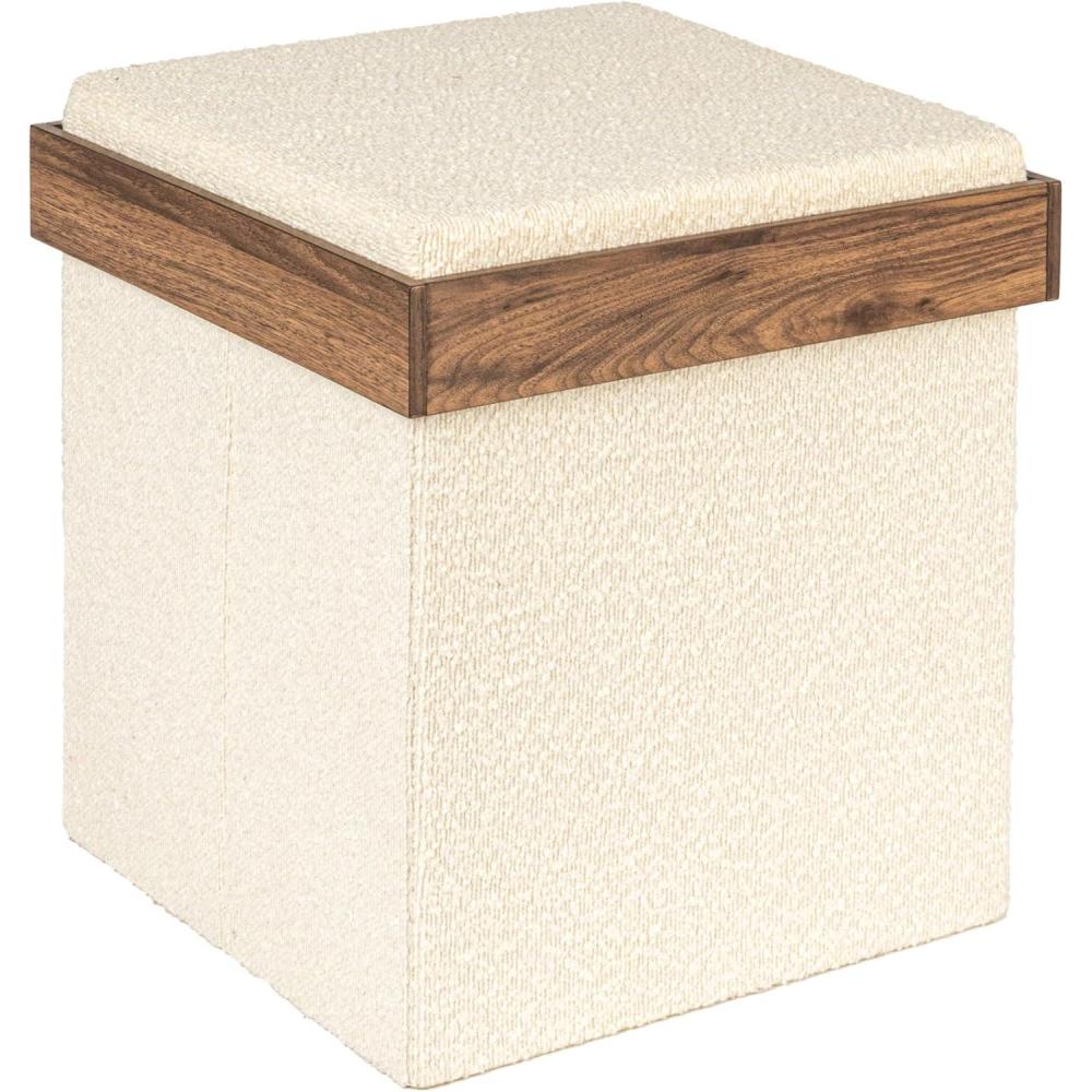 image:imageHousehold Essentials Versatile Boucle Ottoman with Hidden Storage BrownCream