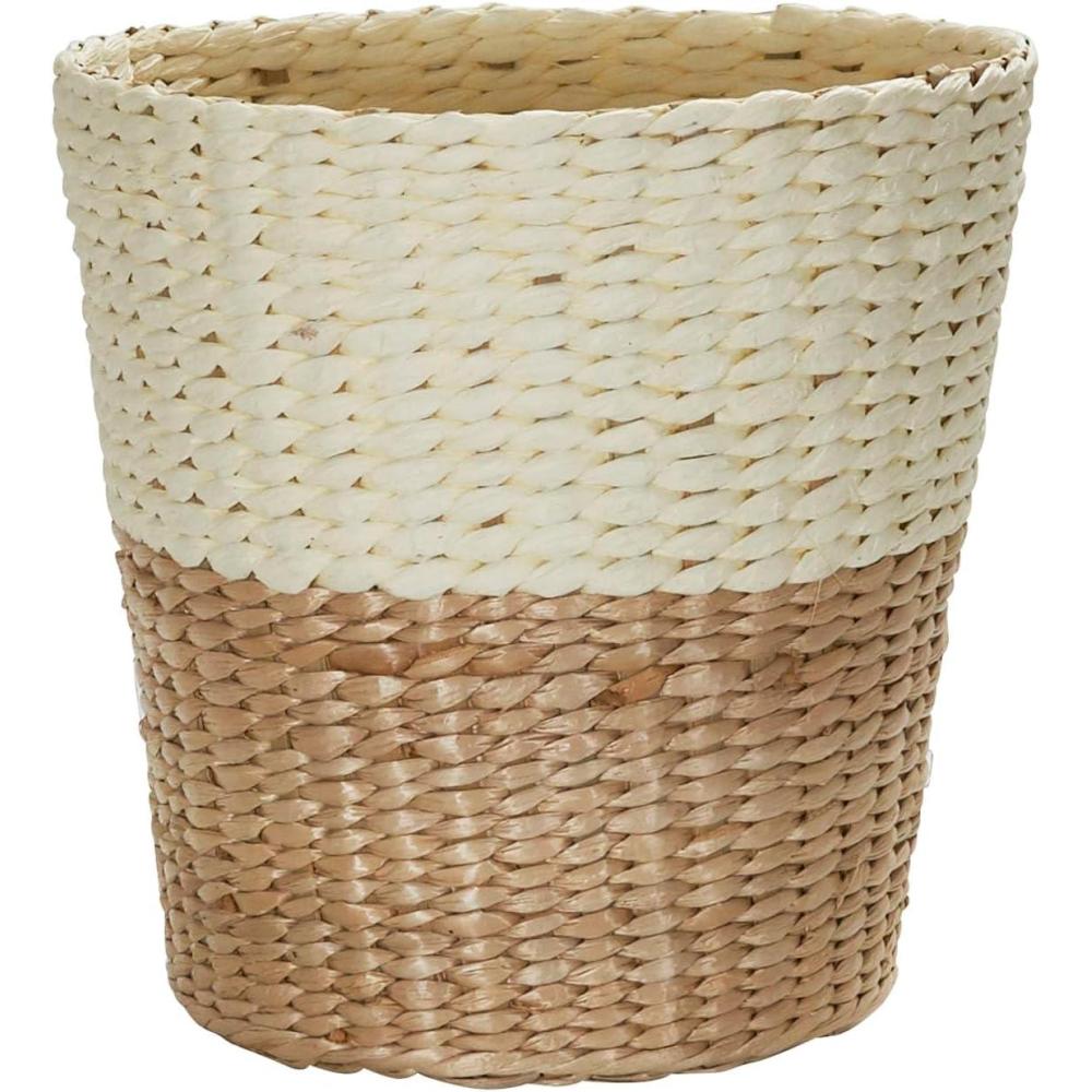 image:imageHousehold Essentials Wicker Waste Basket Woven Leaf Basket with Wire Frame Trash Bin or Storage Basket for Bedroom Bathroom Office and MoreNaturalCream
