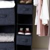 Collapsible Cotton Blend Rectangular Storage Drawer with Handle, Set of 2, Denim