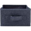 Collapsible Cotton Blend Rectangular Storage Drawer with Handle, Set of 2, Denim