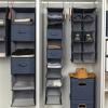 Collapsible Cotton Blend Rectangular Storage Drawer with Handle, Set of 2, Denim