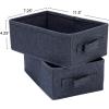 Collapsible Cotton Blend Rectangular Storage Drawer with Handle, Set of 2, Denim