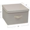 Household Essentials 115 Storage Box with Lid and Handle | Natural Beige Canvas | Jumbo(Square – 15″W x 15″D)