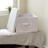 Household Essentials 115 Storage Box with Lid and Handle | Natural Beige Canvas | Jumbo(Square – 15″W x 15″D)