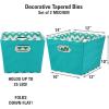 Household Essentials 19KDBLK-1 Medium Tapered Decorative Storage Bins | 2 Pack Set Cubby Baskets | Black and White Mini-Dots(Aqua Chevron)