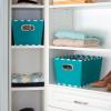 Household Essentials 19KDBLK-1 Medium Tapered Decorative Storage Bins | 2 Pack Set Cubby Baskets | Black and White Mini-Dots(Aqua Chevron)
