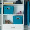Household Essentials 19KDBLK-1 Medium Tapered Decorative Storage Bins | 2 Pack Set Cubby Baskets | Black and White Mini-Dots(Aqua Chevron)