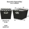Household Essentials 19KDBLK-1 Medium Tapered Decorative Storage Bins | 2 Pack Set Cubby Baskets | Black and White Mini-Dots(Black Chevron)