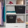 Household Essentials 19KDBLK-1 Medium Tapered Decorative Storage Bins | 2 Pack Set Cubby Baskets | Black and White Mini-Dots(Black Chevron)