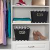 Household Essentials 19KDBLK-1 Medium Tapered Decorative Storage Bins | 2 Pack Set Cubby Baskets | Black and White Mini-Dots(Black Chevron)