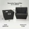 Household Essentials 19KDBLK-1 Medium Tapered Decorative Storage Bins | 2 Pack Set Cubby Baskets | Black and White Mini-Dots(Black With Dots)