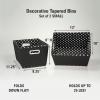 Household Essentials 19KDBLK-1 Medium Tapered Decorative Storage Bins | 2 Pack Set Cubby Baskets | Black and White Mini-Dots(Black With Dots)