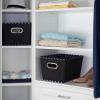 Household Essentials 19KDBLK-1 Medium Tapered Decorative Storage Bins | 2 Pack Set Cubby Baskets | Black and White Mini-Dots(Black With Dots)