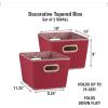 Household Essentials 19KDBLK-1 Medium Tapered Decorative Storage Bins | 2 Pack Set Cubby Baskets | Black and White Mini-Dots(Burgundy)