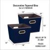 Household Essentials 19KDBLK-1 Medium Tapered Decorative Storage Bins | 2 Pack Set Cubby Baskets | Black and White Mini-Dots(Navy Blue)
