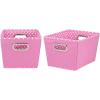Household Essentials 19KDBLK-1 Medium Tapered Decorative Storage Bins | 2 Pack Set Cubby Baskets | Black and White Mini-Dots(Pink With Dots)