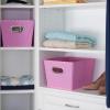 Household Essentials 19KDBLK-1 Medium Tapered Decorative Storage Bins | 2 Pack Set Cubby Baskets | Black and White Mini-Dots(Pink With Dots)