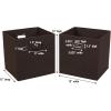 Household Essentials 2 Pack Open Storage Bins with Dual Handles, 13 x 12 x 13, Chocolate Brown