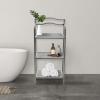 Household Essentials 2-Tier Metal Wall Mount Bathroom Storage Rack, Silver(Silver)