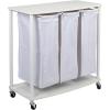 Household Essentials 3-Bag Laundry Sorter, Smooth Laminate Shelving, Sturdy Steel Frame, Wheeling and Stationary Feet Options, Washable Linen Laundry Bags, 3-Load Capacity, Versatile, Black(White)