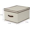 Household Essentials 510-3 Vision Storage Boxes with Lids | 3 Piece Set | Natural Canvas with Brown Trim(Jumbo – 16″W x 19″D)