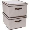 Household Essentials 510-3 Vision Storage Boxes with Lids | 3 Piece Set | Natural Canvas with Brown Trim(Jumbo – 16″W x 19″D)