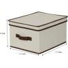 Household Essentials 510-3 Vision Storage Boxes with Lids | 3 Piece Set | Natural Canvas with Brown Trim(Large – 12″W x 15″D)