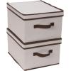 Household Essentials 510-3 Vision Storage Boxes with Lids | 3 Piece Set | Natural Canvas with Brown Trim(Large – 12″W x 15″D)