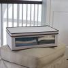 Household Essentials 510-3 Vision Storage Boxes with Lids | 3 Piece Set | Natural Canvas with Brown Trim(Large)