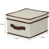 Household Essentials 510-3 Vision Storage Boxes with Lids | 3 Piece Set | Natural Canvas with Brown Trim(Medium – 10″W x 11″D)