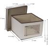 Household Essentials 510-3 Vision Storage Boxes with Lids | 3 Piece Set | Natural Canvas with Brown Trim(Medium)