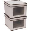 Household Essentials 510-3 Vision Storage Boxes with Lids | 3 Piece Set | Natural Canvas with Brown Trim(Medium)