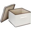 Household Essentials 510-3 Vision Storage Boxes with Lids | 3 Piece Set | Natural Canvas with Brown Trim(Square – 15″W x 15″D)