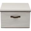 Household Essentials 510-3 Vision Storage Boxes with Lids | 3 Piece Set | Natural Canvas with Brown Trim(Wide – 18.5″W x 15″D)