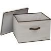 Household Essentials 510-3 Vision Storage Boxes with Lids | 3 Piece Set | Natural Canvas with Brown Trim(Wide – 18.5″W x 15″D)