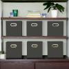 Household Essentials Black Cobblestone Set of 6 Open Fabric Cube Storage Bins, 11 x 11(Black Cobblestone)