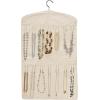 Household Essentials Bracelet and Necklace Hanging Jewelry Organizer, Natural Canvas,White,32″L x 18″W
