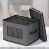 Household Essentials Champagne Flute Storage Box, 12 Sturdy Compartments, Windowed Front Panel, 2 Riveted Handles, Foldable and Stackable Storage Box, Gray(Grey)