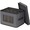 Household Essentials Champagne Flute Storage Box, 12 Sturdy Compartments, Windowed Front Panel, 2 Riveted Handles, Foldable and Stackable Storage Box, Gray(Grey)