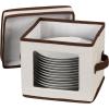 Household Essentials China Plate Storage Box, Holds 12 Dessert Plates or Bowls, Windowed Panel, Sturdy Frame and Reinforced Handles, Felt Cushions, Fully Removable Lid(Natural)