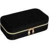 Household Essentials Fabric 2-Layer Jewelry Organizer Box with Clasp Closure, Black(Black)