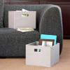 Household Essentials Fabric Storage Bins 2 Piece Set, Strong Poly-Woven Fabric, Sturdy Chipboard Sides
