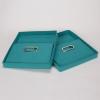 Household Essentials Fabric Storage Boxes with Lids and Handles, Blue(Aqua)