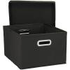 Household Essentials Fabric Storage Boxes with Lids and Handles, Blue(Black)