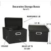 Household Essentials Fabric Storage Boxes with Lids and Handles, Blue(Black)