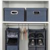 Household Essentials Fabric Storage Boxes with Lids and Handles, Blue(Denim)